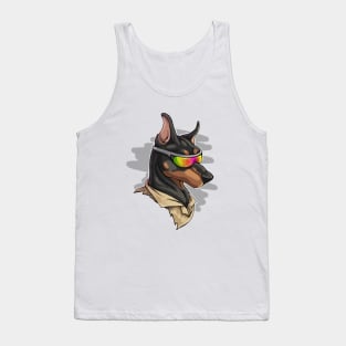 Cool Black Doberman with Shades Tank Top